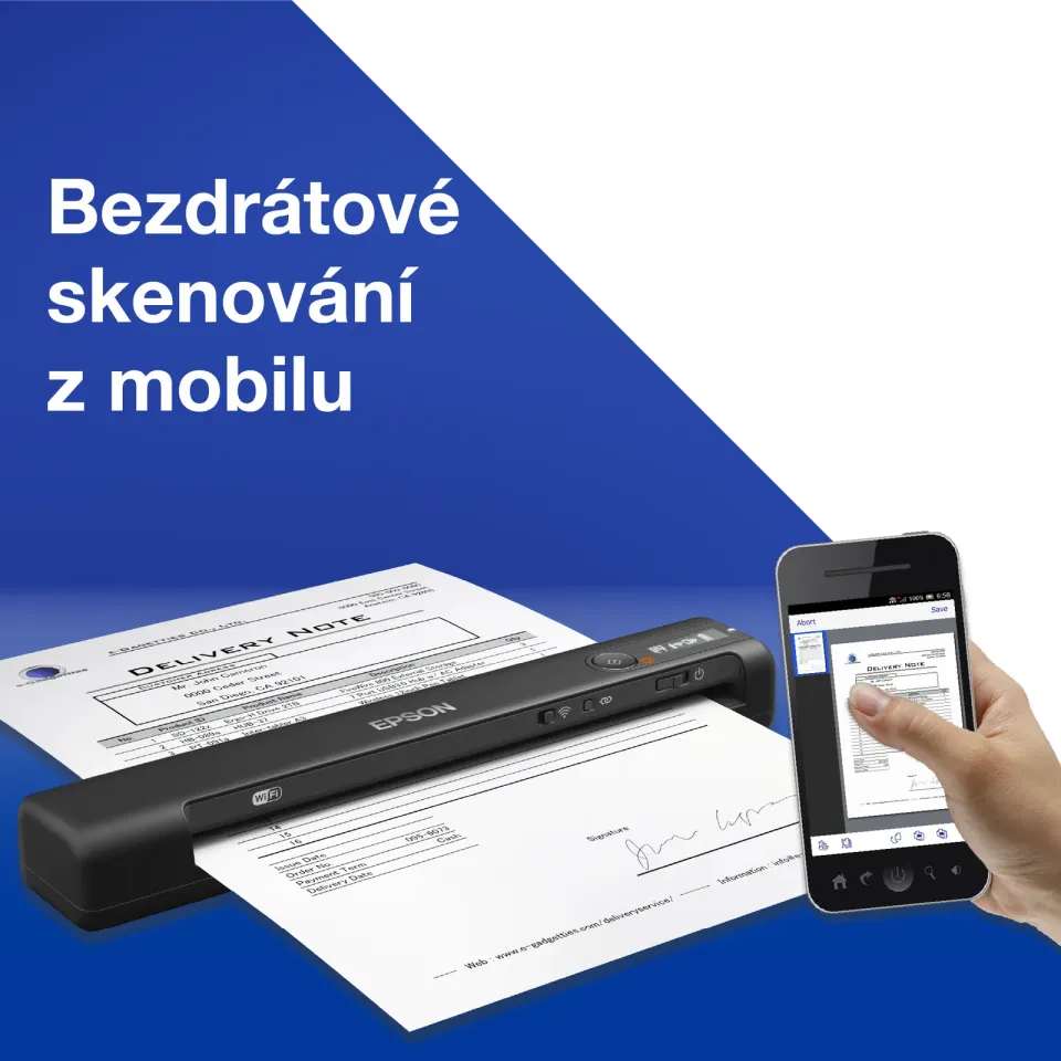 EPSON skener WorkForce ES-60W - A4/600x600dpi/USB/Wi-Fi/mobilní