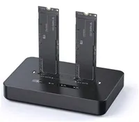 GEMBIRD dokovací stanice pro stolní počítače DD2-U3M2, USB-C, 2x M.2 SATA, NVMe SSD, černá