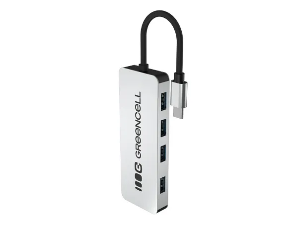 Green Cell USB-C 4v1 HUB (4×USB 3.0) – rychlý přenos 5 Gb/s, hliníkové pouzdro