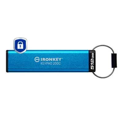 Kingston IronKey Keypad 200C/512GB/USB 3.2/USB-C/Modrá