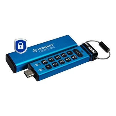 Kingston IronKey Keypad 200C/512GB/USB 3.2/USB-C/Modrá