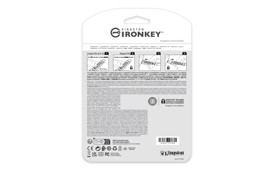 Kingston IronKey Keypad 200C/512GB/USB 3.2/USB-C/Modrá