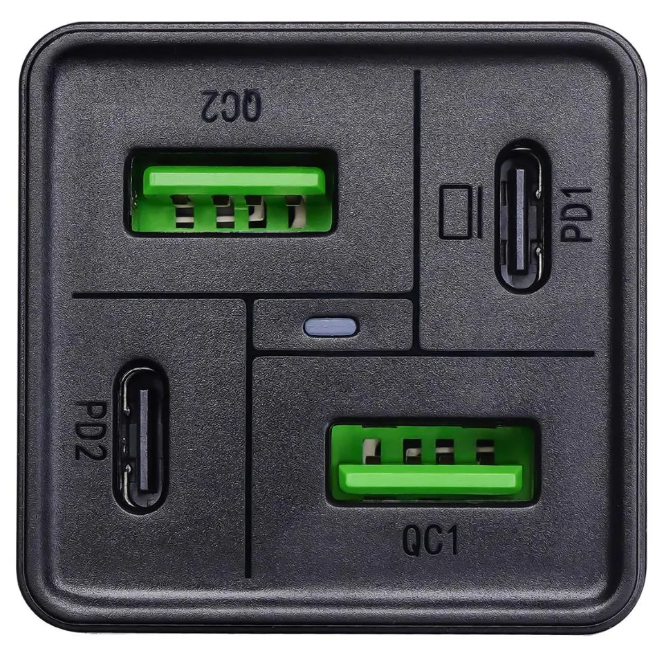 TRX Akyga AK-CH-17 USB nabíječka 220V/ 5-20V/ 65W/ 2x USB-C + 2x USB-A/ PD 3.0/ QC 4+/ AFC/ FCP/ SCP/ Apple 2.4A/ PPS/ č