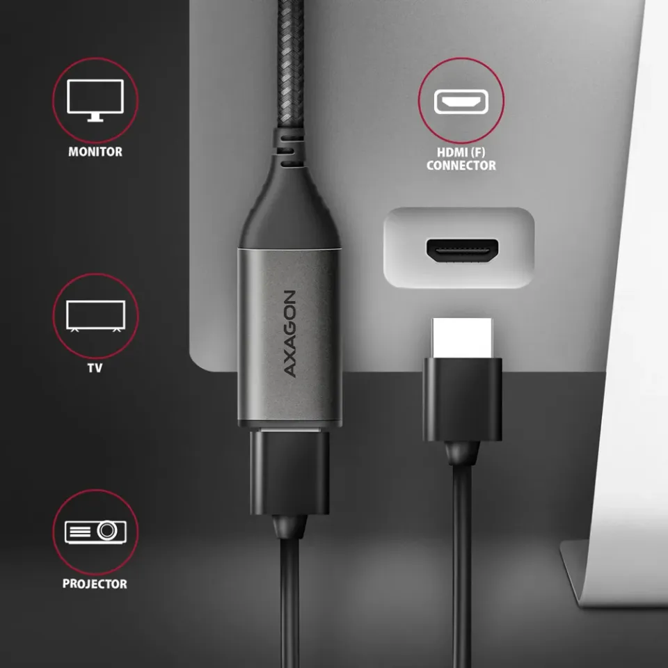 AXAGON RVC-HI2M, USB-C -> HDMI 2.1 redukce / kabel 0,25m, 4K/60Hz