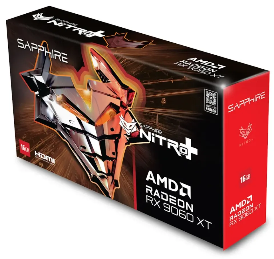 SAPPHIRE NITRO+ AMD RADEON RX 9060 XT GAMING OC 16GB / 16GB GDDR6 / 2x HDMI / 1x DP