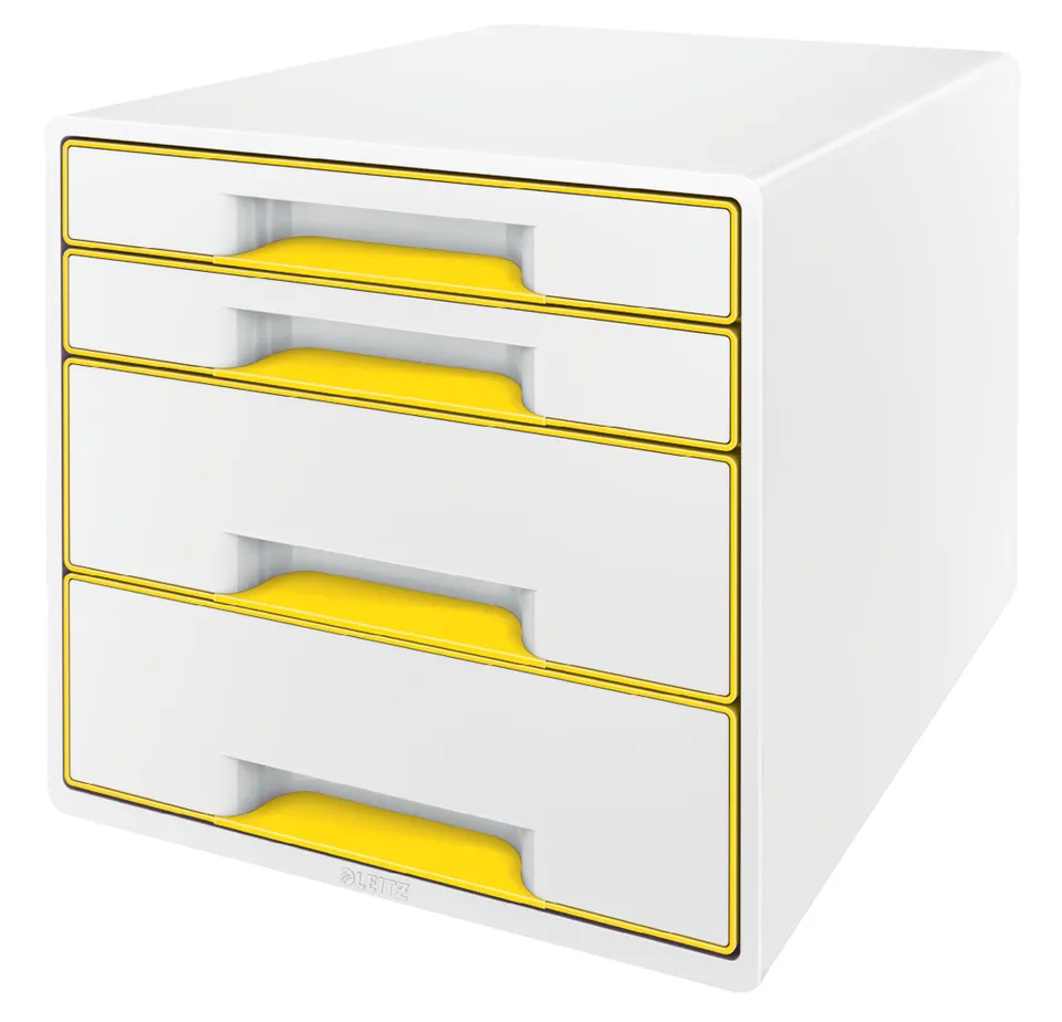 LEITZ Zásuvkový box WOW CUBE, 4 zásuvky, bílá/žlutá