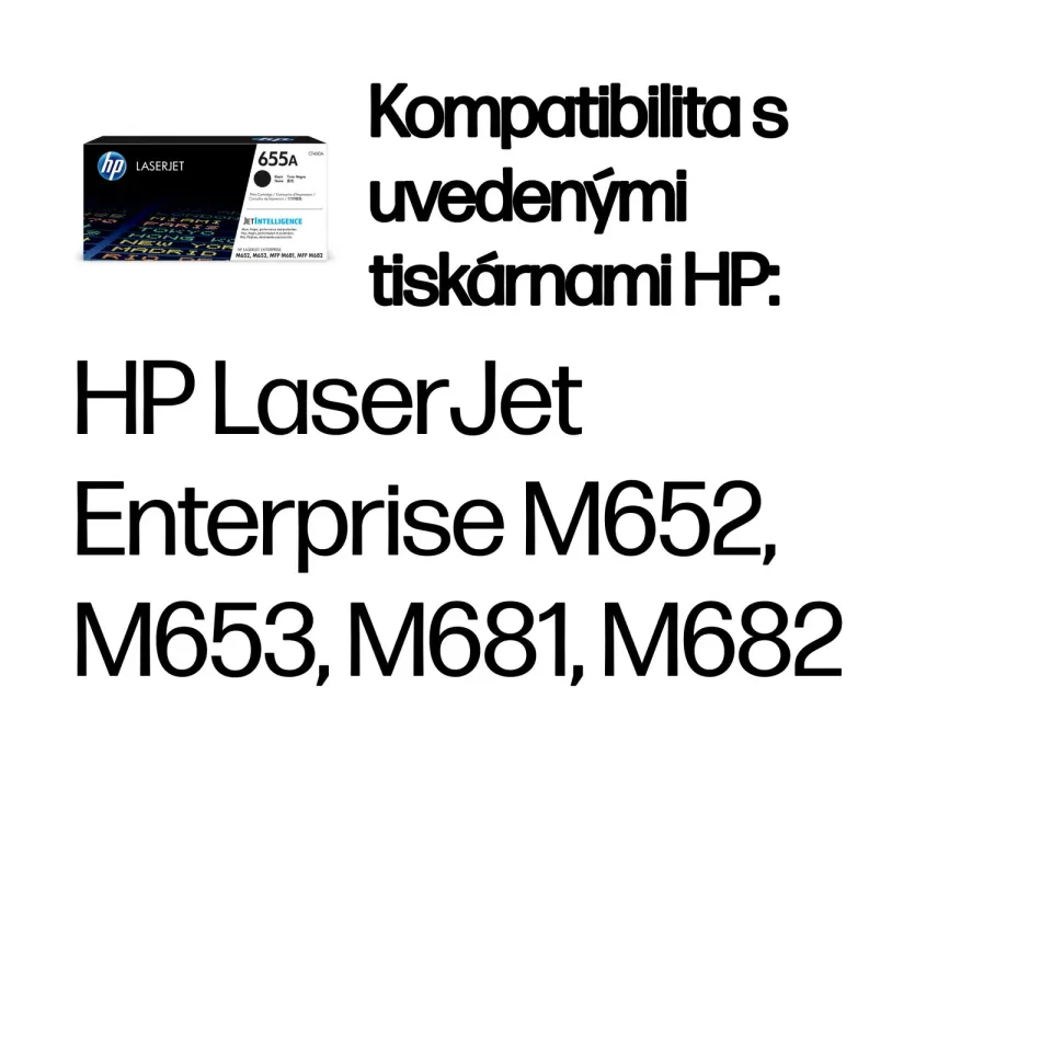 HP CF450A originální toner černý č.655A cca 12500 str. (black, HP CLJ M652, M653, M681, M682, černá, ColorSphere 3 Jetintelligence )