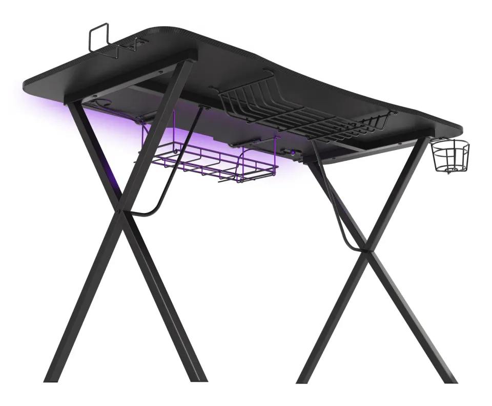 Genesis Holm 300 RGB - herní stůl s RGB podsvícením, 3xUSB 3.0, bezdrátová nabíječka mobilů