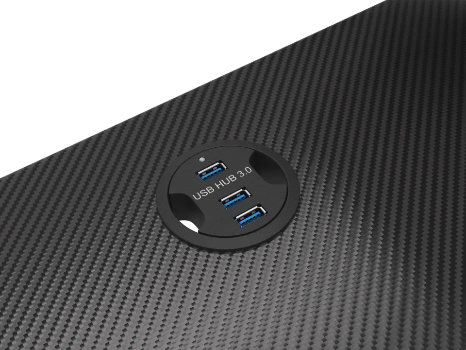 Genesis Holm 300 RGB - herní stůl s RGB podsvícením, 3xUSB 3.0, bezdrátová nabíječka mobilů