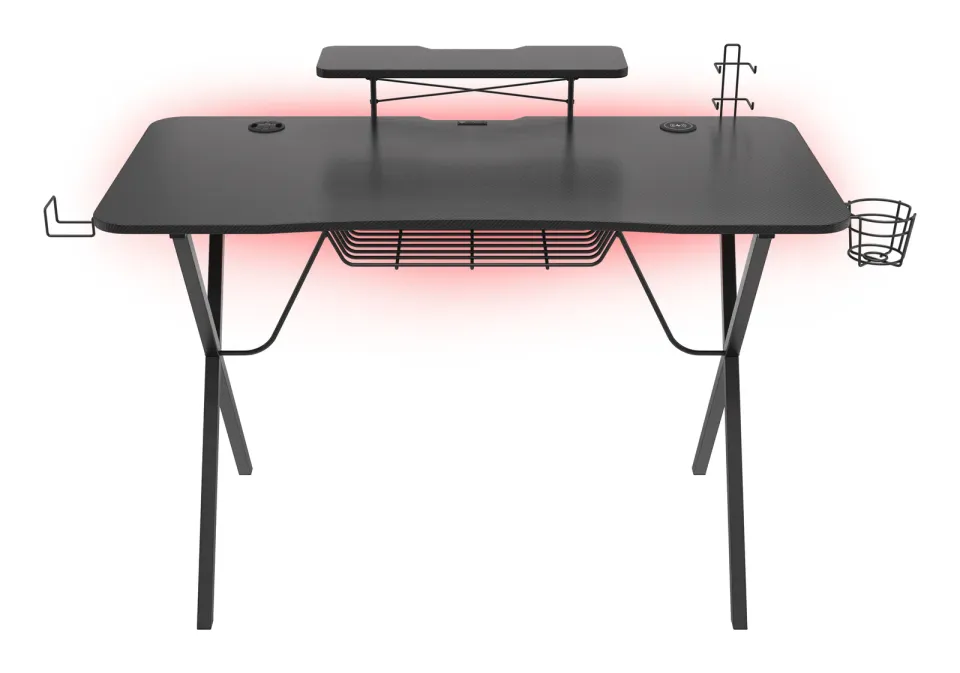 Genesis Holm 300 RGB - herní stůl s RGB podsvícením, 3xUSB 3.0, bezdrátová nabíječka mobilů