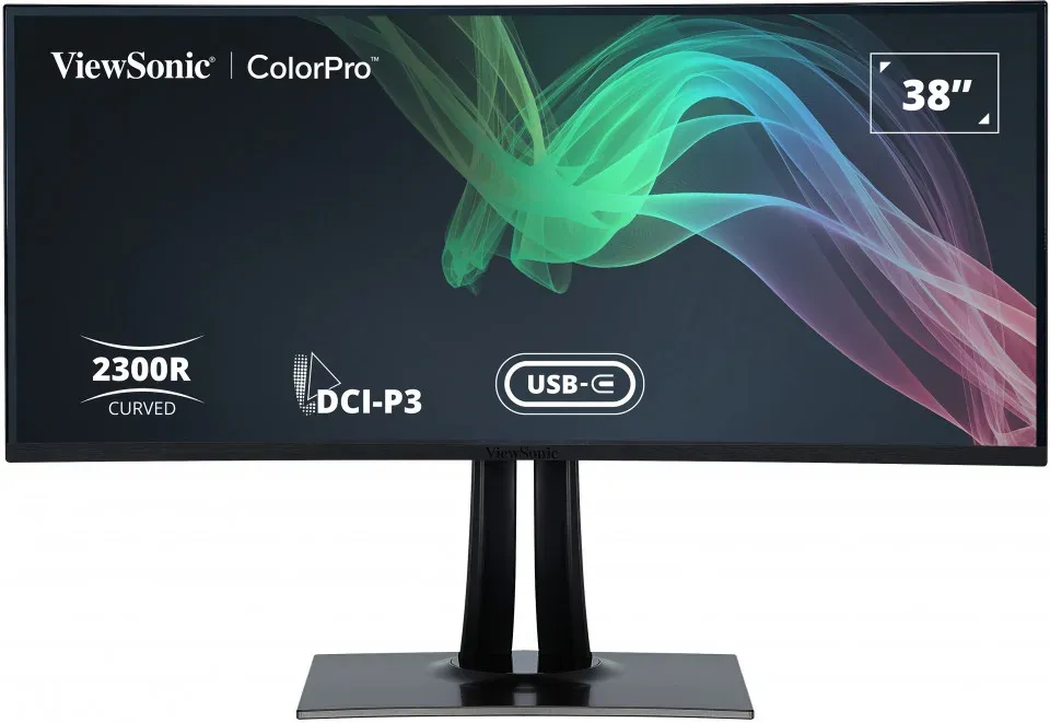 ViewSonic VP3881A / 38" prohnutý/ IPS/ 21:9/ 3840x1600/ 5ms/ 300cd/m2/ DP/ 2xHDMI/ 2xUSB-A/ USB-B / USB-C/ RJ45/ Repro