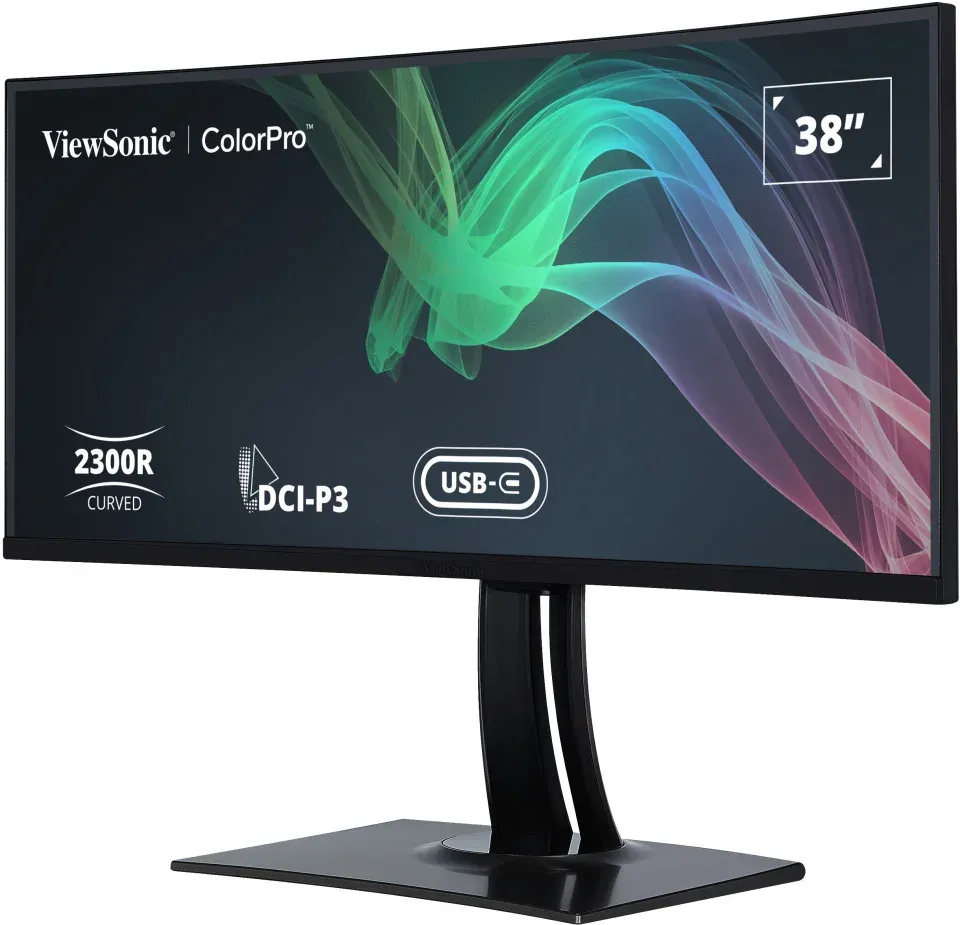 ViewSonic VP3881A / 38" prohnutý/ IPS/ 21:9/ 3840x1600/ 5ms/ 300cd/m2/ DP/ 2xHDMI/ 2xUSB-A/ USB-B / USB-C/ RJ45/ Repro