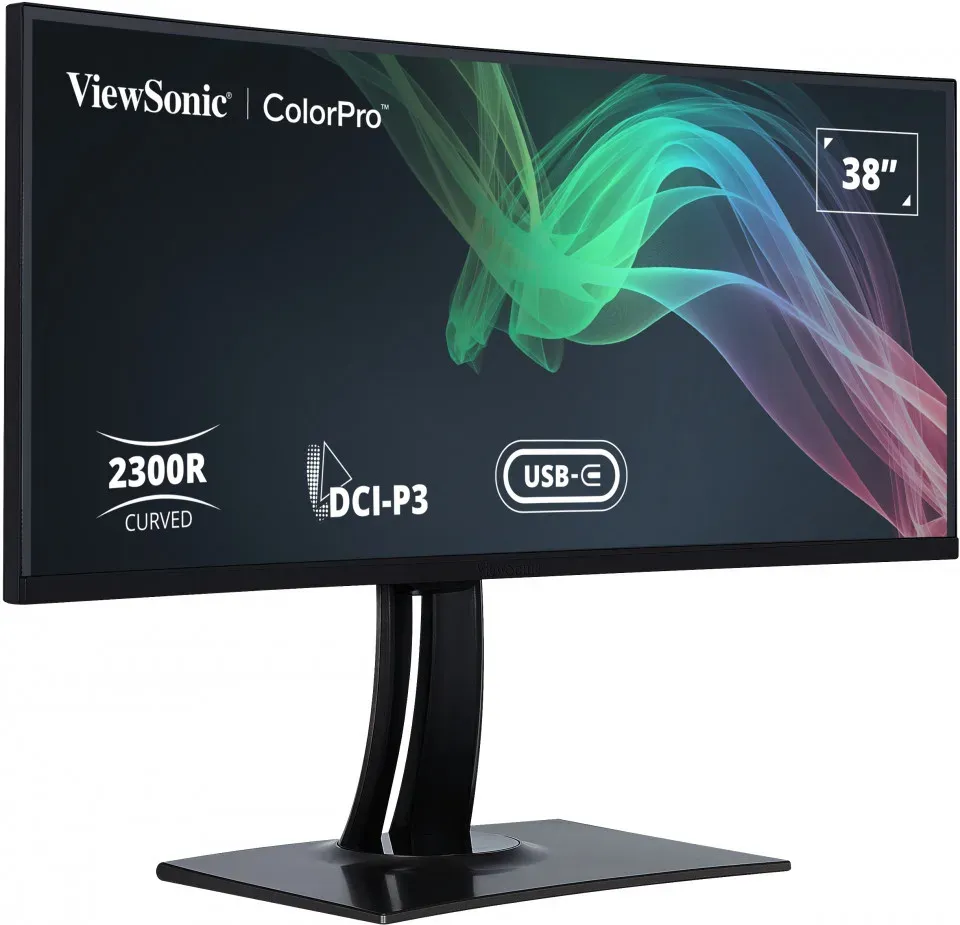 ViewSonic VP3881A / 38" prohnutý/ IPS/ 21:9/ 3840x1600/ 5ms/ 300cd/m2/ DP/ 2xHDMI/ 2xUSB-A/ USB-B / USB-C/ RJ45/ Repro