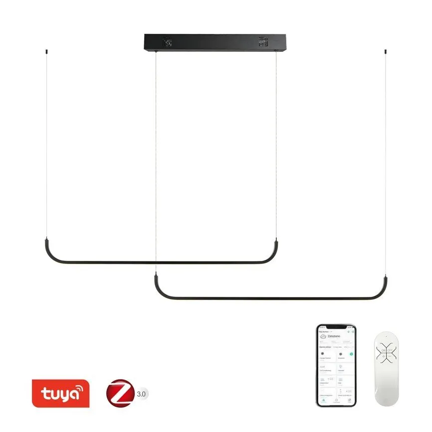 IMMAX NEO PATTINI Smart závěsné svítidlo dvojité 160-280cm, 53W, 3640lm černé Zigbee 3.0, TUYA