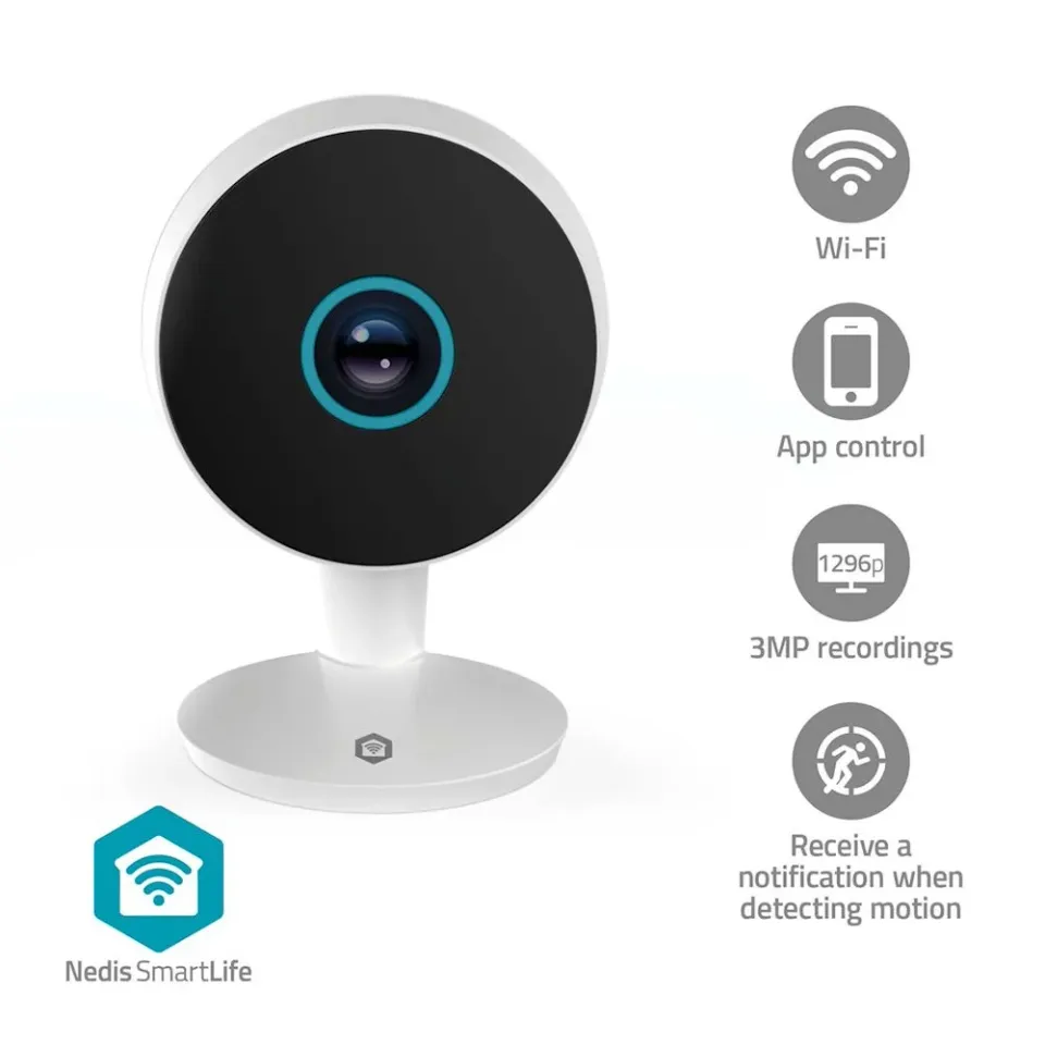 Nedis WIFICI08CWT SmartLife Vnitřní Kamera | Wi-Fi | 3MP Full HD 1296p | Snímač
