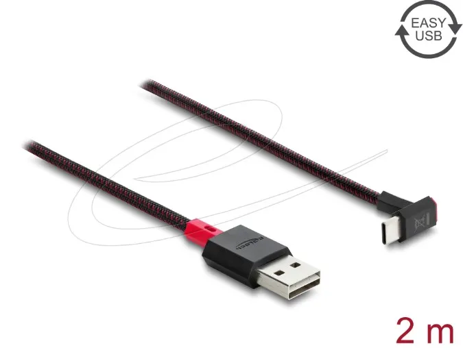 Delock Kabel EASY-USB 2.0 Typ-A samec na USB Type-C samec pravoúhlý nahoru / dol