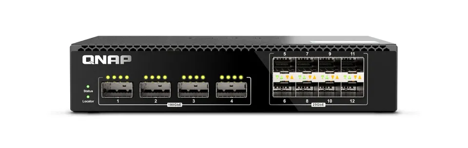 QNAP řízený switch QSW-M7308R-4X (4x 100GbE porty + 8x 25GbE porty, poloviční šířka)