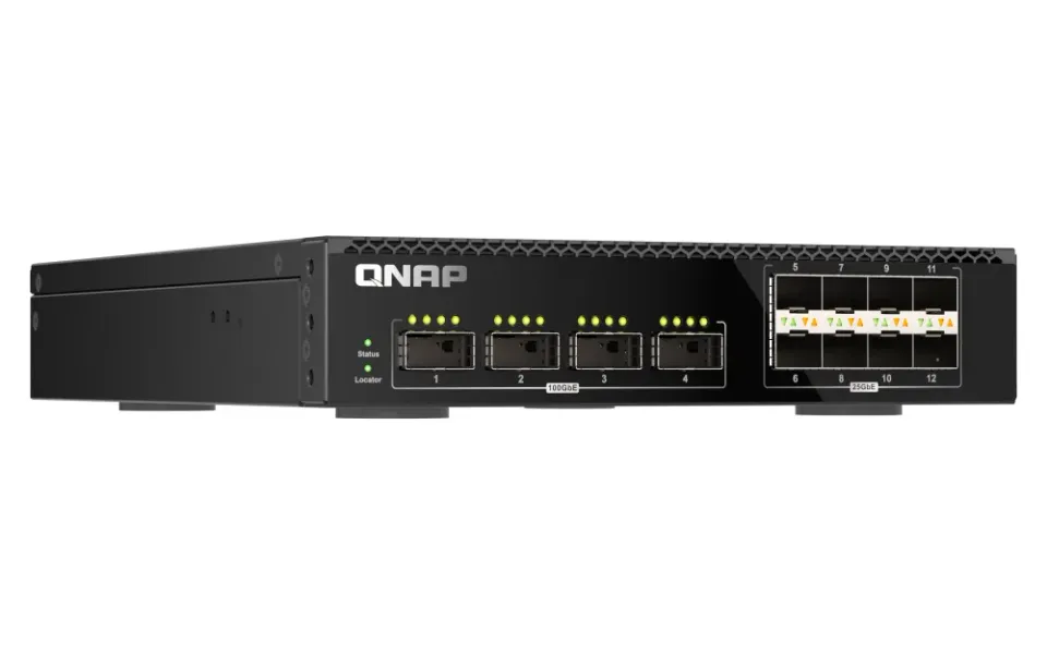 QNAP řízený switch QSW-M7308R-4X (4x 100GbE porty + 8x 25GbE porty, poloviční šířka)
