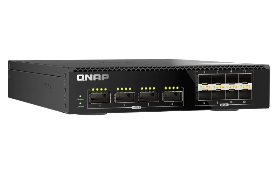 QNAP řízený switch QSW-M7308R-4X (4x 100GbE porty + 8x 25GbE porty, poloviční šířka)