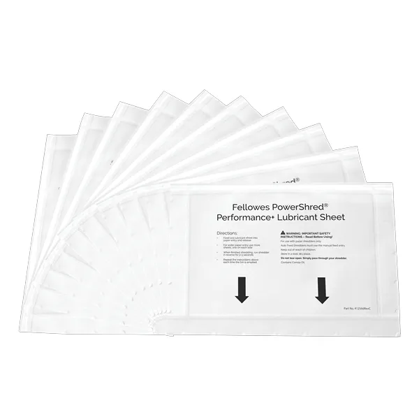 Fellowes čistící olejové listy PowerShred Performance+ pro skartovací stroje (1