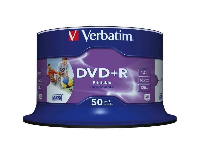 VERBATIM DVD+R(50-Pack)Spindle/Printable/16x/4.7GB/DLP
