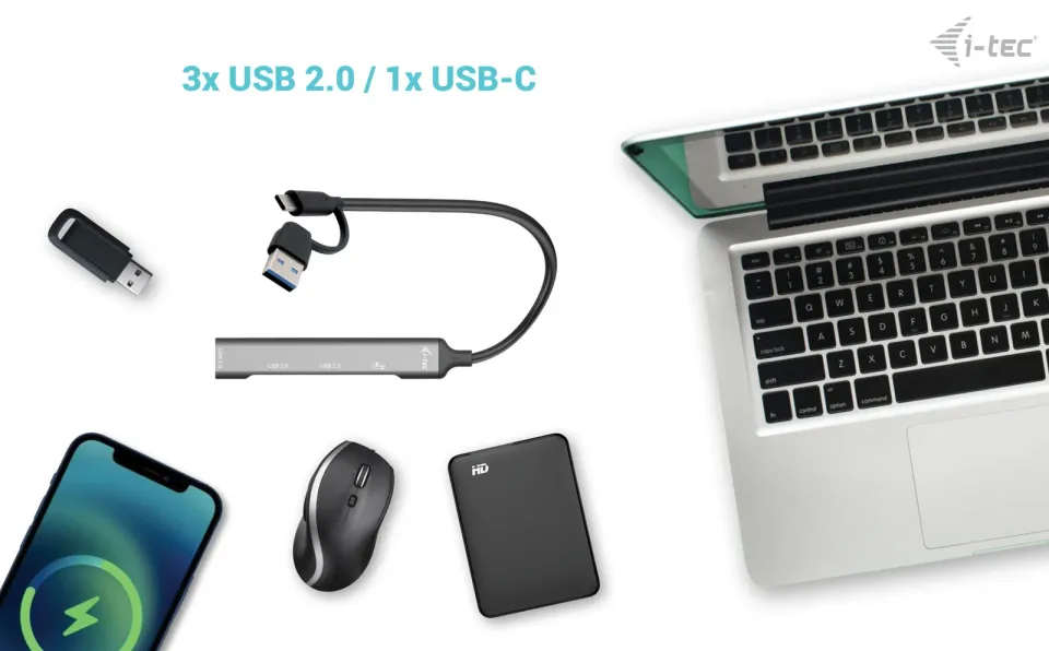 I-Tec USB-A/USB-C Metal HUB 1x USB-C 3.1 + 3x USB 2.0