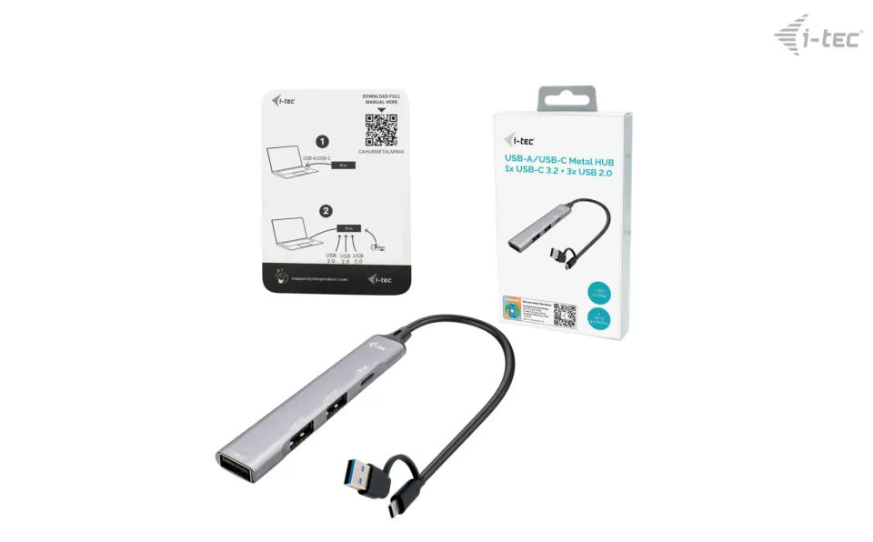I-Tec USB-A/USB-C Metal HUB 1x USB-C 3.1 + 3x USB 2.0