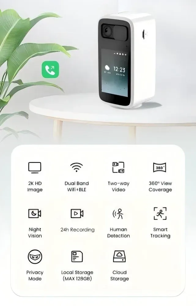 IMMAX NEO LITE SMART Security vnitřní kamera BLOCK, Wi-Fi 2,4 a 5GHz, 4MP, PAN 355°, LCD, TUYA