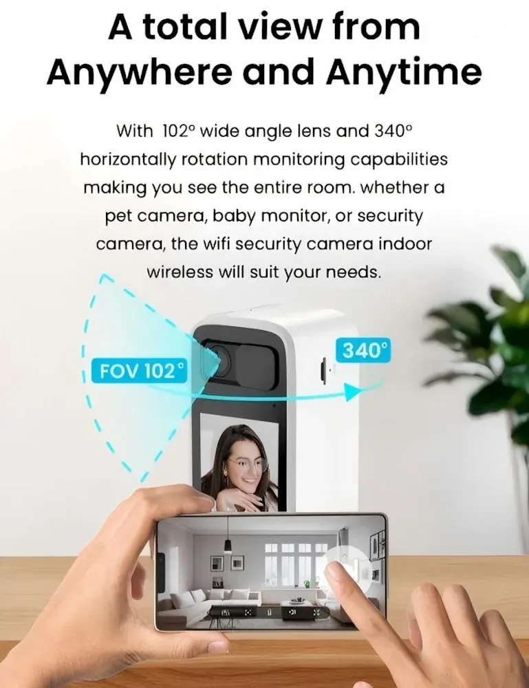IMMAX NEO LITE SMART Security vnitřní kamera BLOCK, Wi-Fi 2,4 a 5GHz, 4MP, PAN 355°, LCD, TUYA