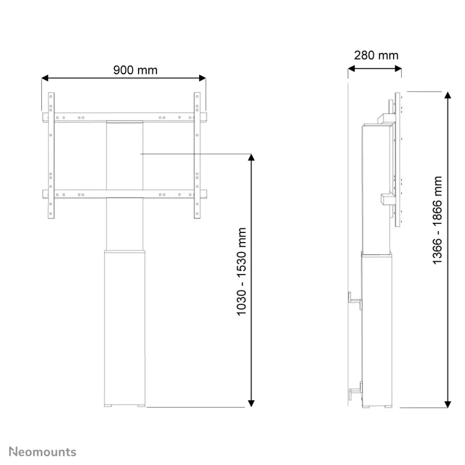 Neomounts PLASMA-W2250SILVER / Motorised Floor Stand/Wall Mount - VESA 200x200 up to 800x600 / Silver