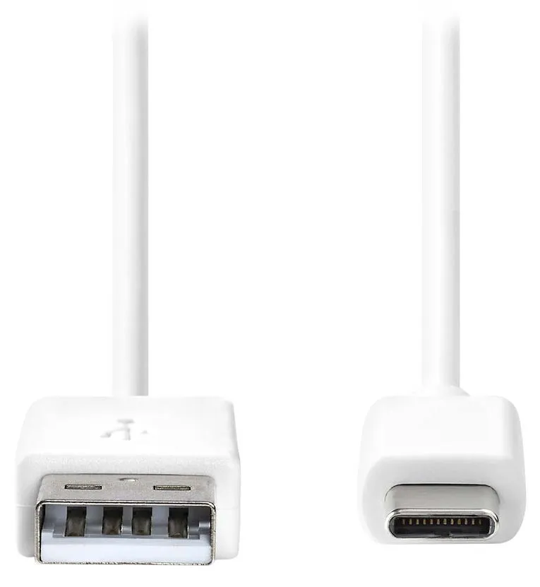 NEDIS kabel USB 2.0/ zástrčka USB-A - zástrčka USB-C/ 15 W/ 480 Mbps/ poniklovaný/ bílý/ bulk/ 2m