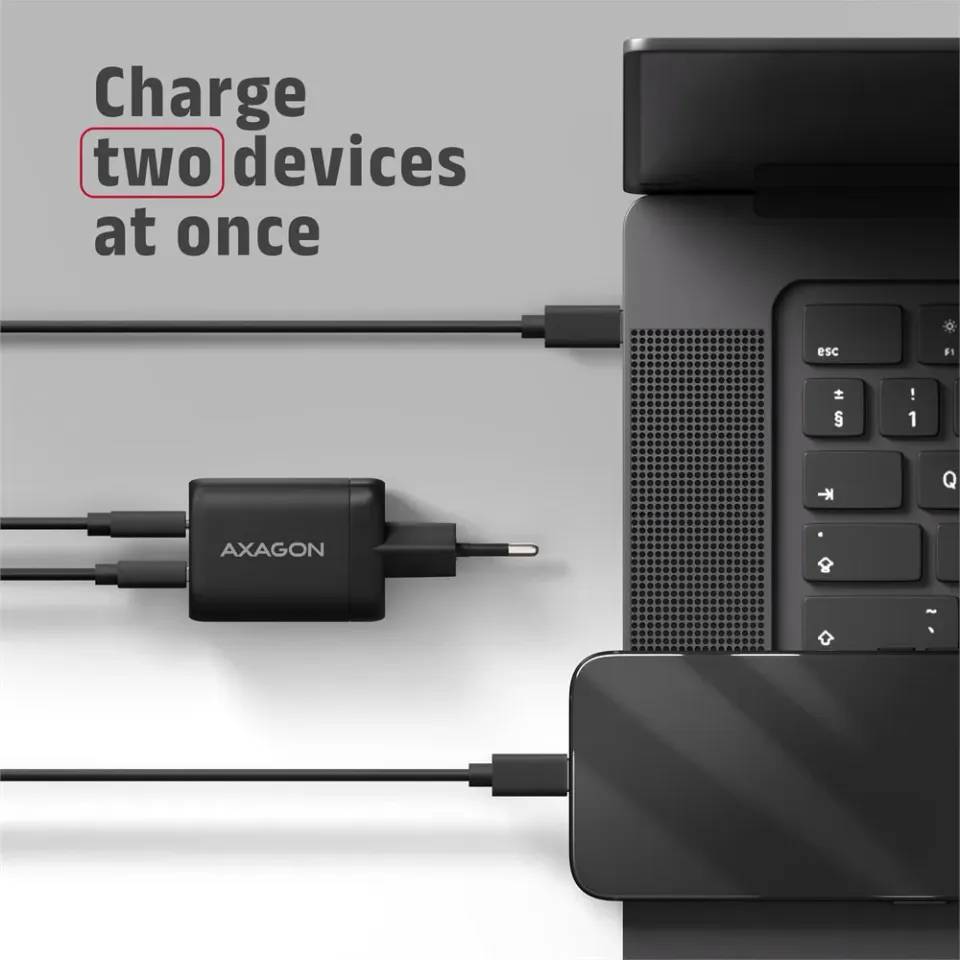 AXAGON ACU-PQ100, GaN nabíječka do sítě 100W, USB-A + USB-C, PD3.0/PPS/QC4+/SFC2.0/Apple, černá