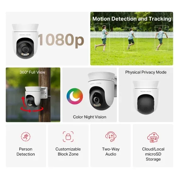 TP-Link Mercusys Outdoorová otočná bezpečnostní Wi-Fi kamera