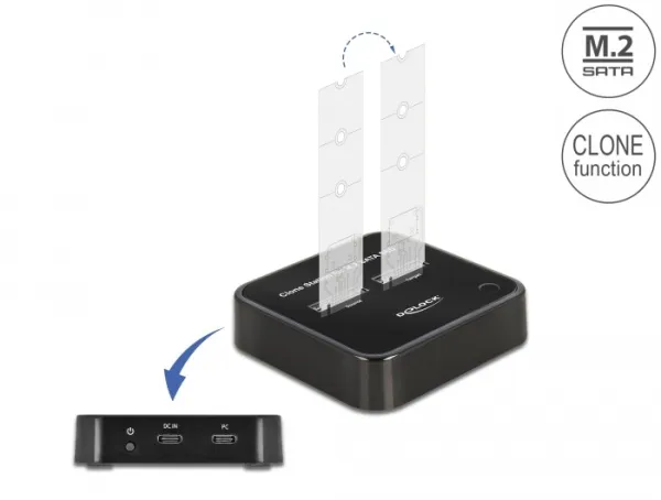 Delock Dokovací stanice M.2 pro 2 x SSD M.2 SATA s funkcí klonování