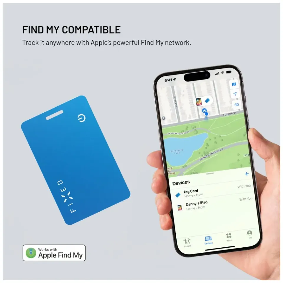 Smart tracker FIXED Tag Card 2,Find My, modrý