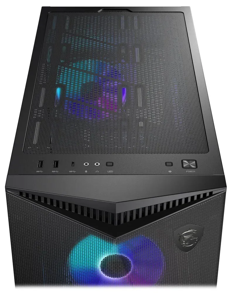 MSI skříň MPG GUNGNIR 300R AIRFLOW/ bez zdroje/ levé temperované sklo/ 4x 120 mm A-RGB fan/ 1x USB-C/ 2x USB3.2/ černá
