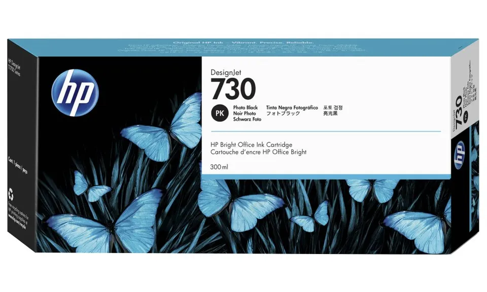 HP originální ink P2V73A, HP 730, photo black, 300ml, HP HP DesignJet T1700 44 printer series, T1700dr 44