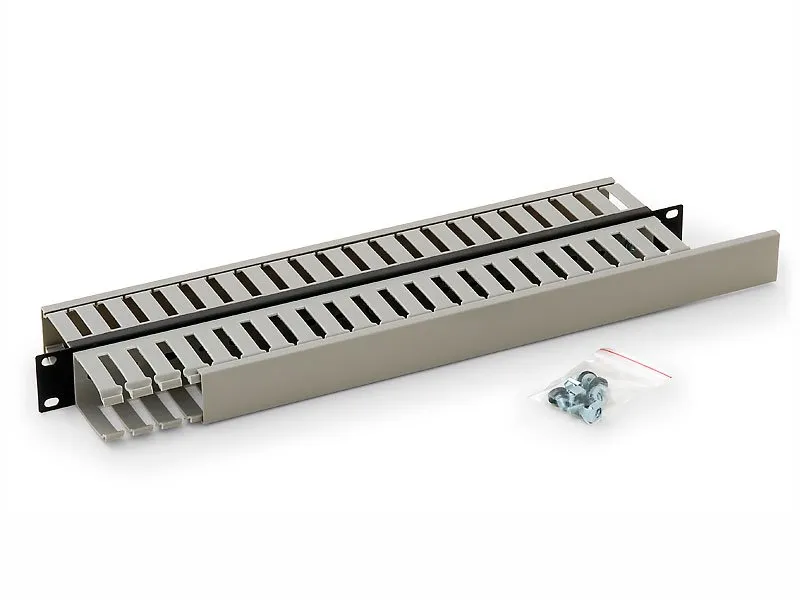 Triton 19" vyvaz. panel 1U oboustranná plast. lišta BK