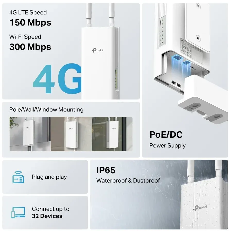 TP-LINK TL-MR100-Outdoor Venkovní 4G Wi-Fi router 300 Mb/s