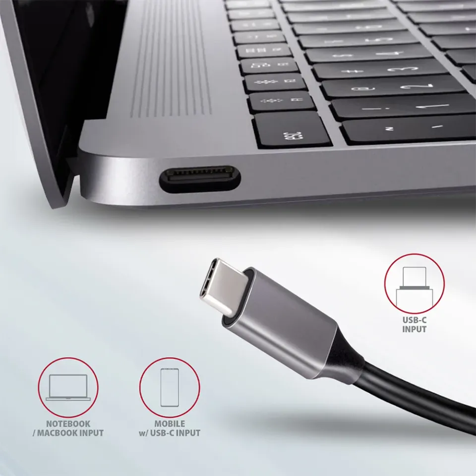 AXAGON HMC-5 SUPERSPEED USB-C combo 5in1 hub, stříbrná