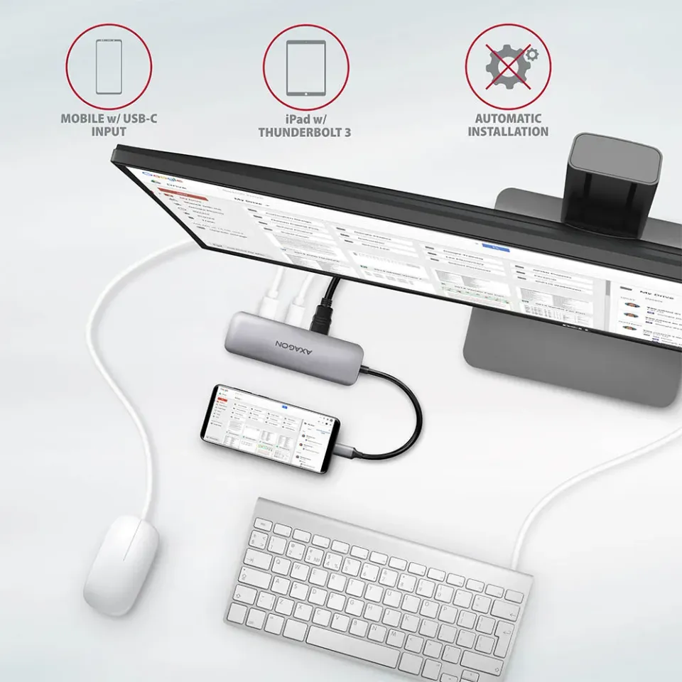 AXAGON HMC-5 SUPERSPEED USB-C combo 5in1 hub, stříbrná