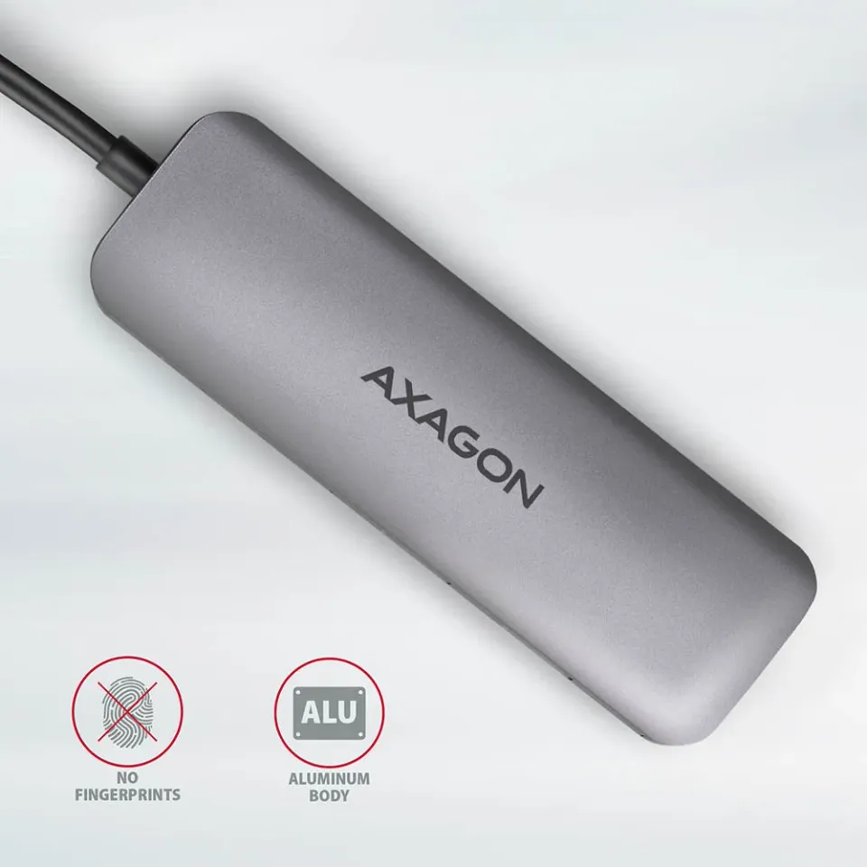 AXAGON HMC-5 SUPERSPEED USB-C combo 5in1 hub, stříbrná