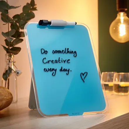 LEITZ Stolní skleněná tabulka na poznámky Cosy klidná modrá