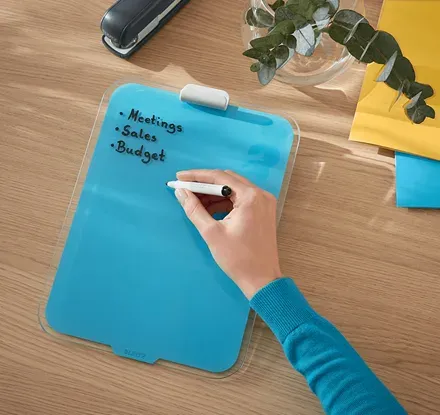 LEITZ Stolní skleněná tabulka na poznámky Cosy klidná modrá