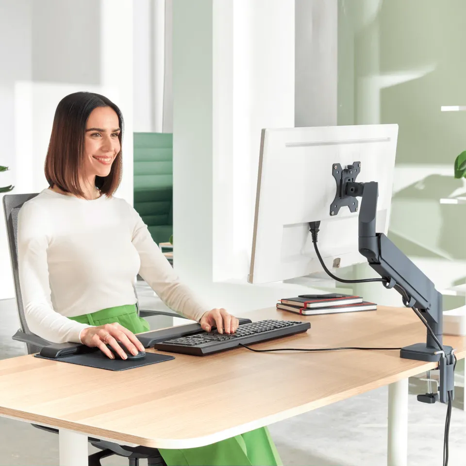 LEITZ Prostorově úsporné rameno pro jeden monitor ERGO tmv. Šedé