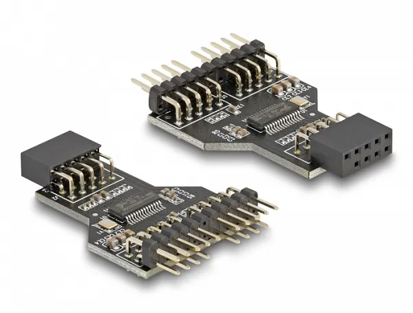 Delock Hub USB 2.0 z devítipinového zásuvkového konektoru Pin Header na 2 x 9 pi