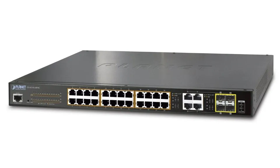 Planet GS-4210-24PL4C L2 switch, 28x1Gb, 4x1Gb SFP, 24x PoE 802.3at 430W