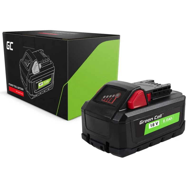 Green Cell Battery for Milwaukee M18 18V 8Ah Replacement Battery M18 HB8 4932471