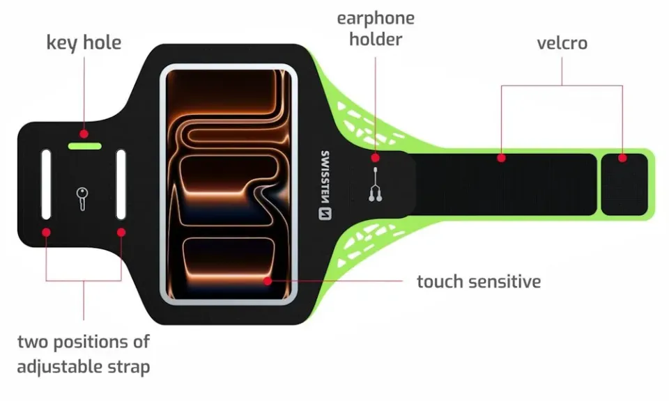 Swissten Pouzdro Armband Case Vel. 7" Černé
