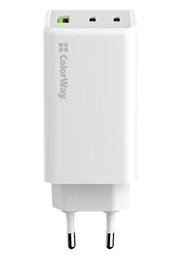 COLORWAY 2x USB-C, 1x USB-A/ síťová nabíječka/ GaN/ PD/ PPS/ 100W/ Bílá